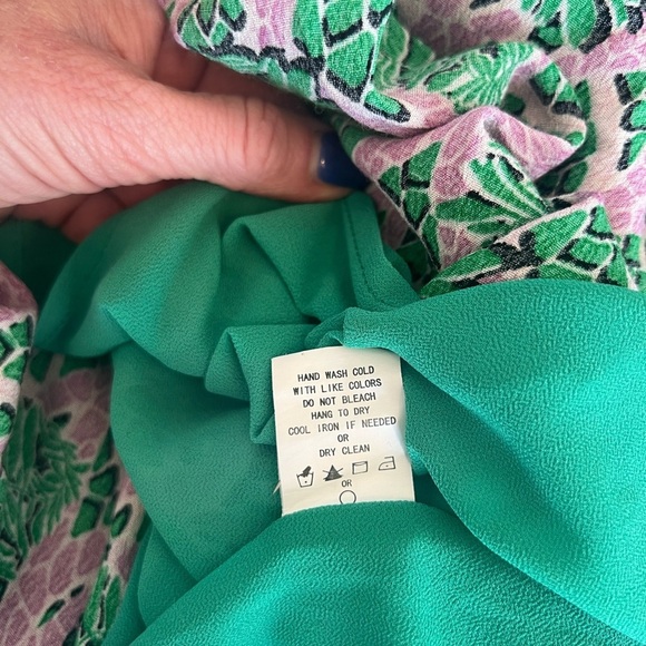 MELLODAY - WOMEN’S SLEEVELESS MAXI DRESS GREEN AND PINK SIZE L TROPICAL - Picture 9 of 10